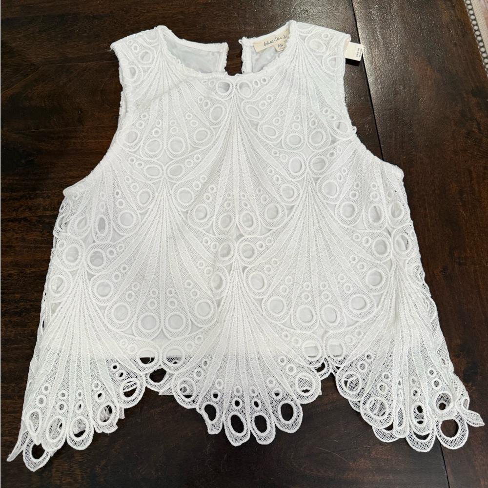 Chic White Lace Sleeveless Blouse